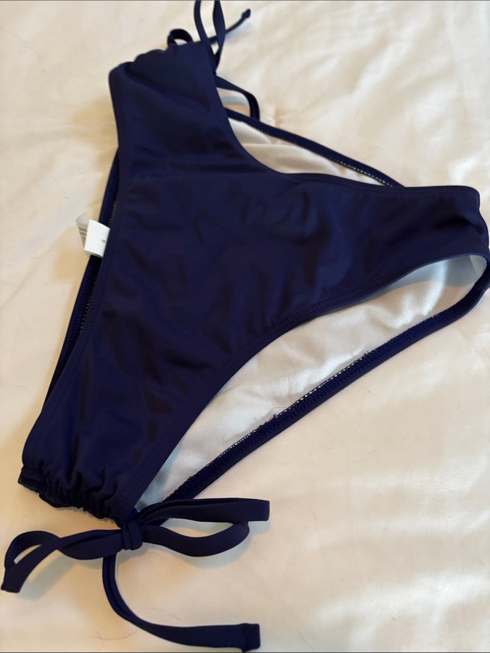 Tie-Side Navy Bikini Bottom with Adjustable Ties